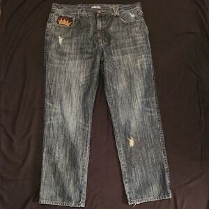 Pelle Pelle Men's Straight Denim Jeans with Patch
